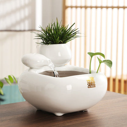 Wealth - Bringing Flowing Water Ornament, Ceramic Mini Desktop Decoration for Living Room - UrbanNest Co