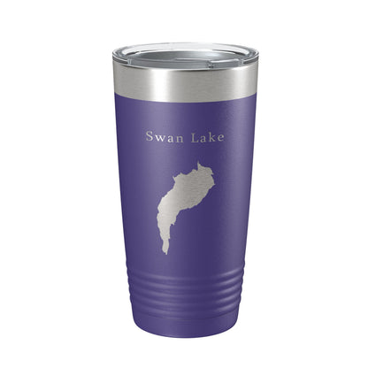 Swan Lake Map Tumbler Travel Mug Insulated Laser Engraved Coffee Cup Maine 20 oz - UrbanNest Co