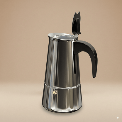 Stainless Steel Hand - Pushed Moka Pot – 6 - Cup (Italian Style Stovetop Coffee Maker) - UrbanNest Co