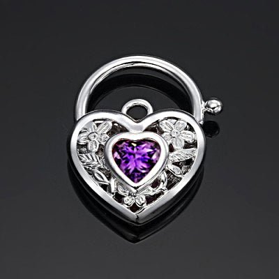 925 Sterling Silver Plated Purple Filigree Heart Locket - USA Made - UrbanNest Co