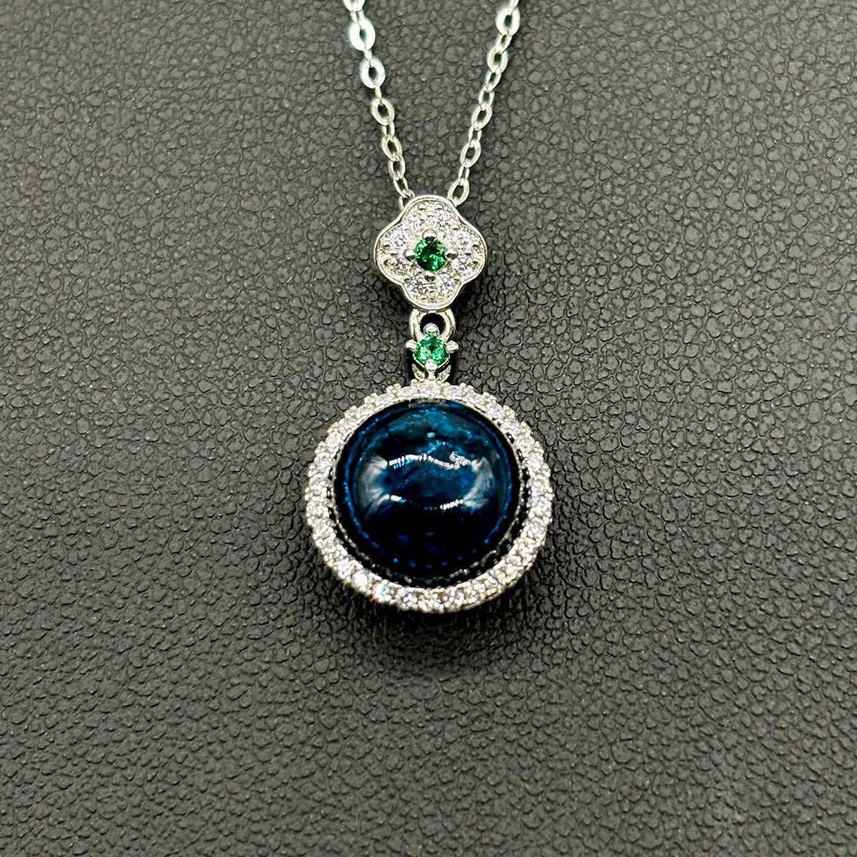 Sterling Silver Crown Jewel Aroma Necklace - Navy | Energy & Healing | Diffuse on the go - UrbanNest Co