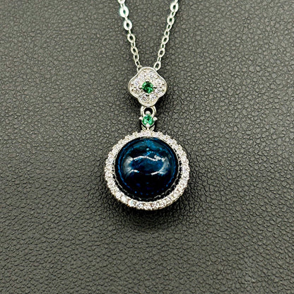 Sterling Silver Crown Jewel Aroma Necklace - Navy | Energy & Healing | Diffuse on the go - UrbanNest Co