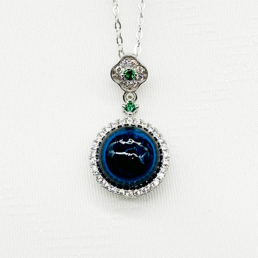 Sterling Silver Crown Jewel Aroma Necklace - Navy | Energy & Healing | Diffuse on the go - UrbanNest Co