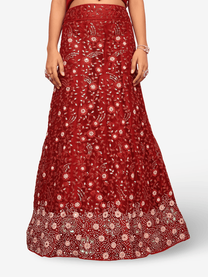 Semi - Stitched Lehenga with Sequin & Embroidery Work by Shreekama - UrbanNest Co