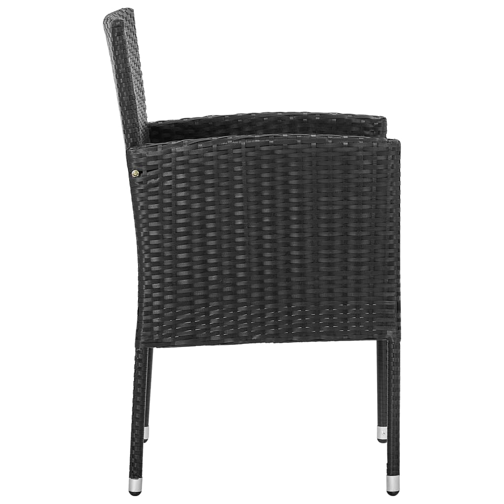 NNEVL Garden Chairs with Black Cushions 4 pcs Black Poly Rattan - UrbanNest Co