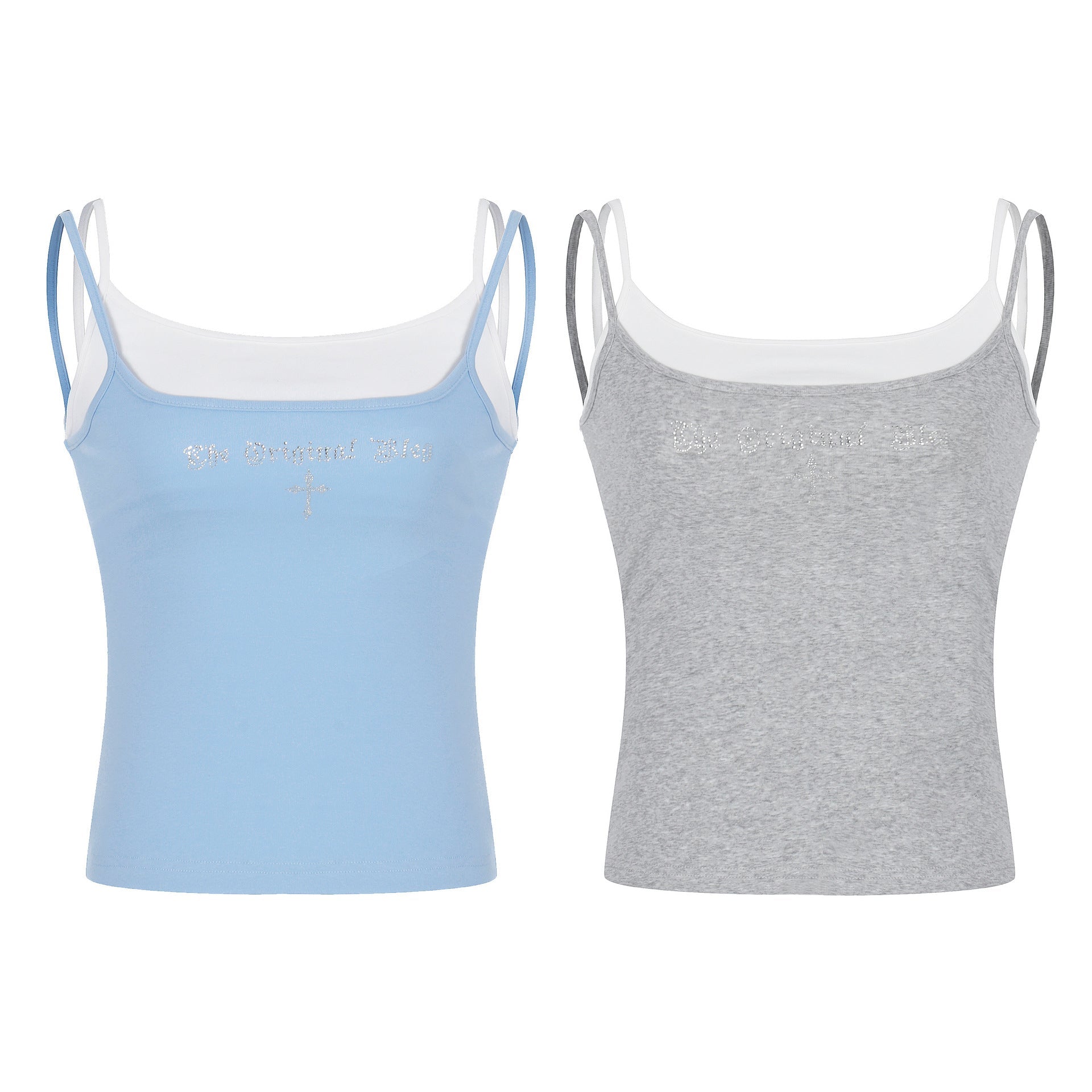 Letter Rhinestone Crochet Tank Sexy Fitted Slimming Inner Wear and Outer Layer Basic Top - UrbanNest Co