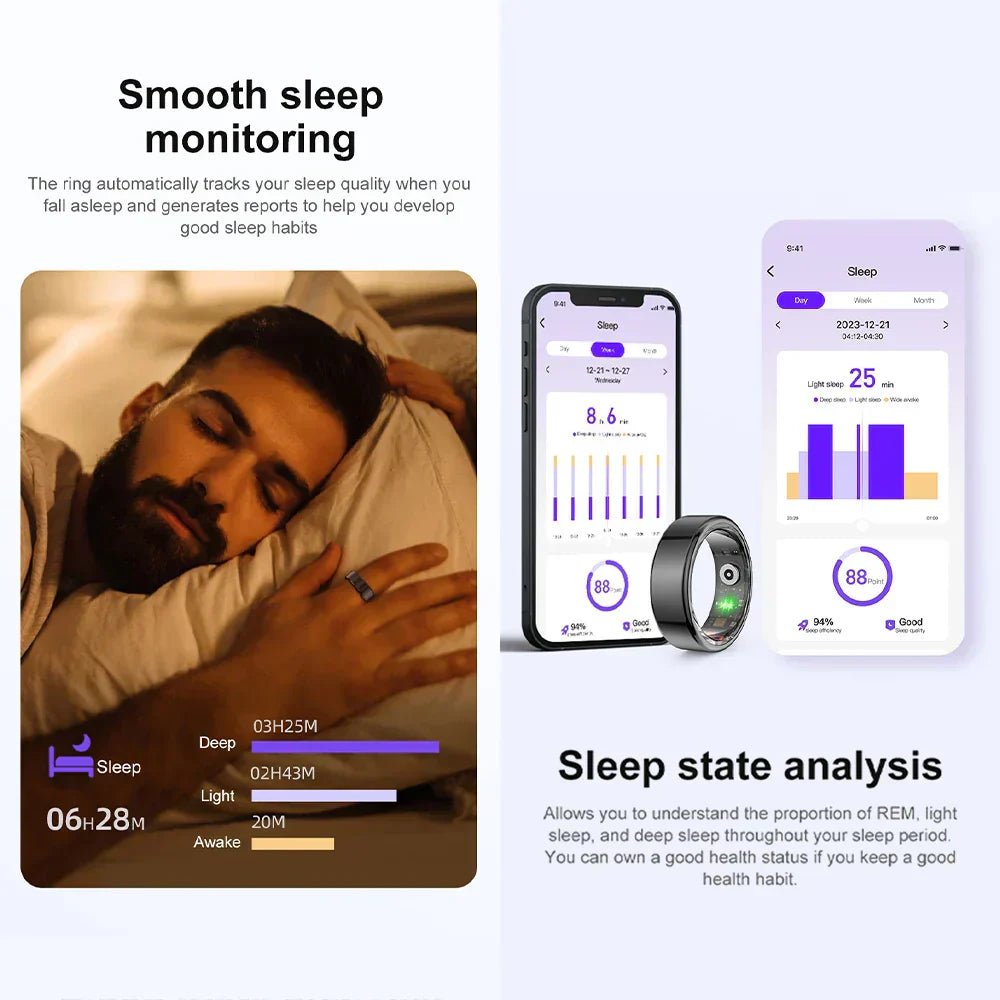 Titanium Steel Smart Ring with Health Monitoring, IP68 Waterproof, and Multi - sport Modes - UrbanNest Co