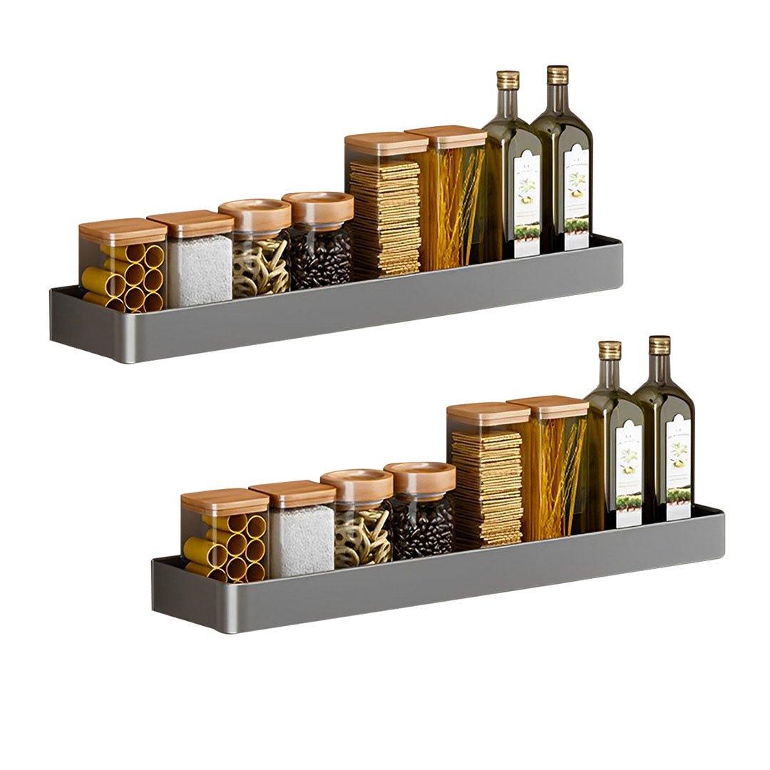SOGA 2X 30cm Black Wall - Mounted Rectangular Kitchen Spice Storage Organiser Space Saving Condiments Shelf Rack - UrbanNest Co