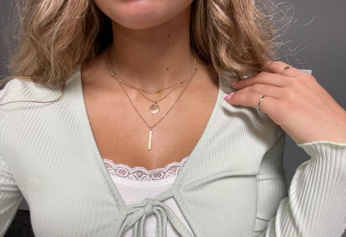 Boho Multi - Layer 3pcs Bar Disc Charm Metal Round Beads Chain Choker Necklace - UrbanNest Co