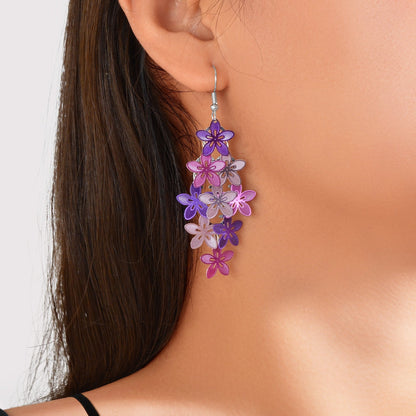 Fashion Colorful Multiple Layered Flower Dangle Chandelier Earrings Women Party Jewelry Accessories - UrbanNest Co
