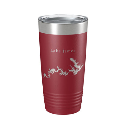 Lake James Map Tumbler Travel Mug Insulated Laser Engraved Coffee Cup North Carolina 20 oz - UrbanNest Co
