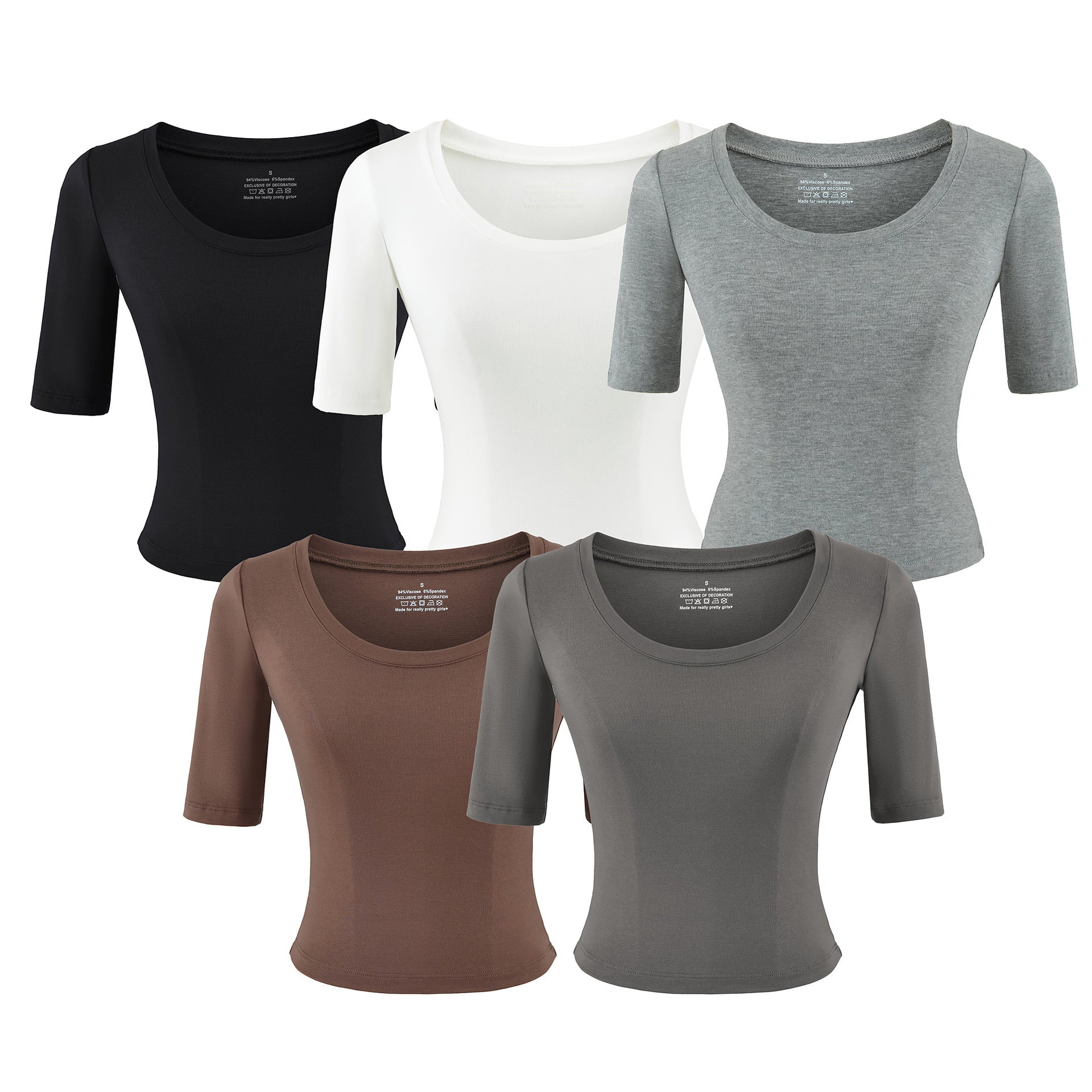 Round neck mid sleeve T-shirt for women - UrbanNest Co