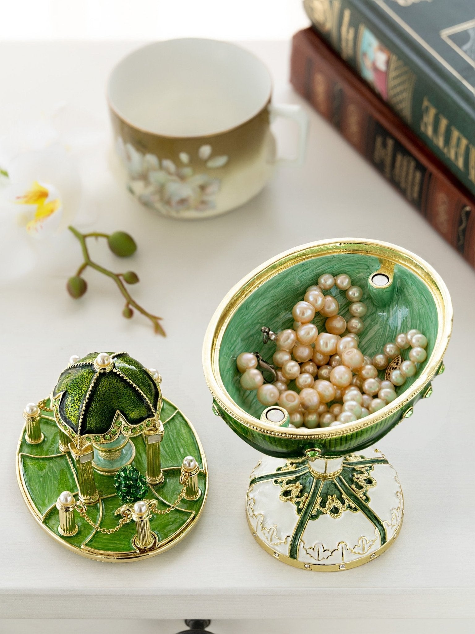 Garden Pavilion Design Cupola Fountain Green Egg Limited Edition of 250 Trinket Box - UrbanNest Co