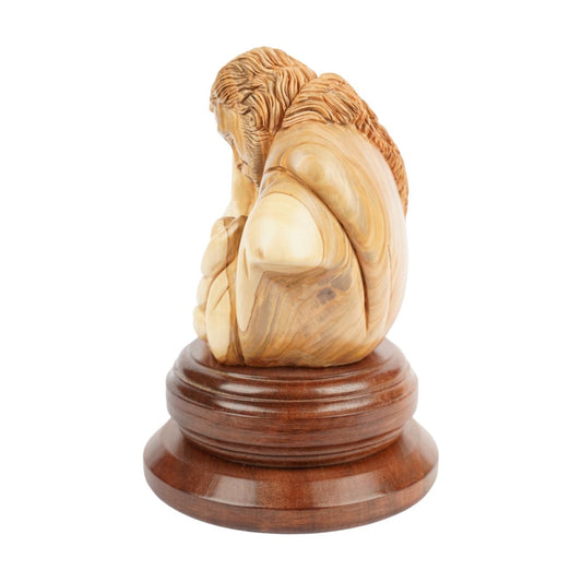 Holy Family in a circle of love – Hand - carved olive wood sculpture from Bethlehem (21 cm) - UrbanNest Co