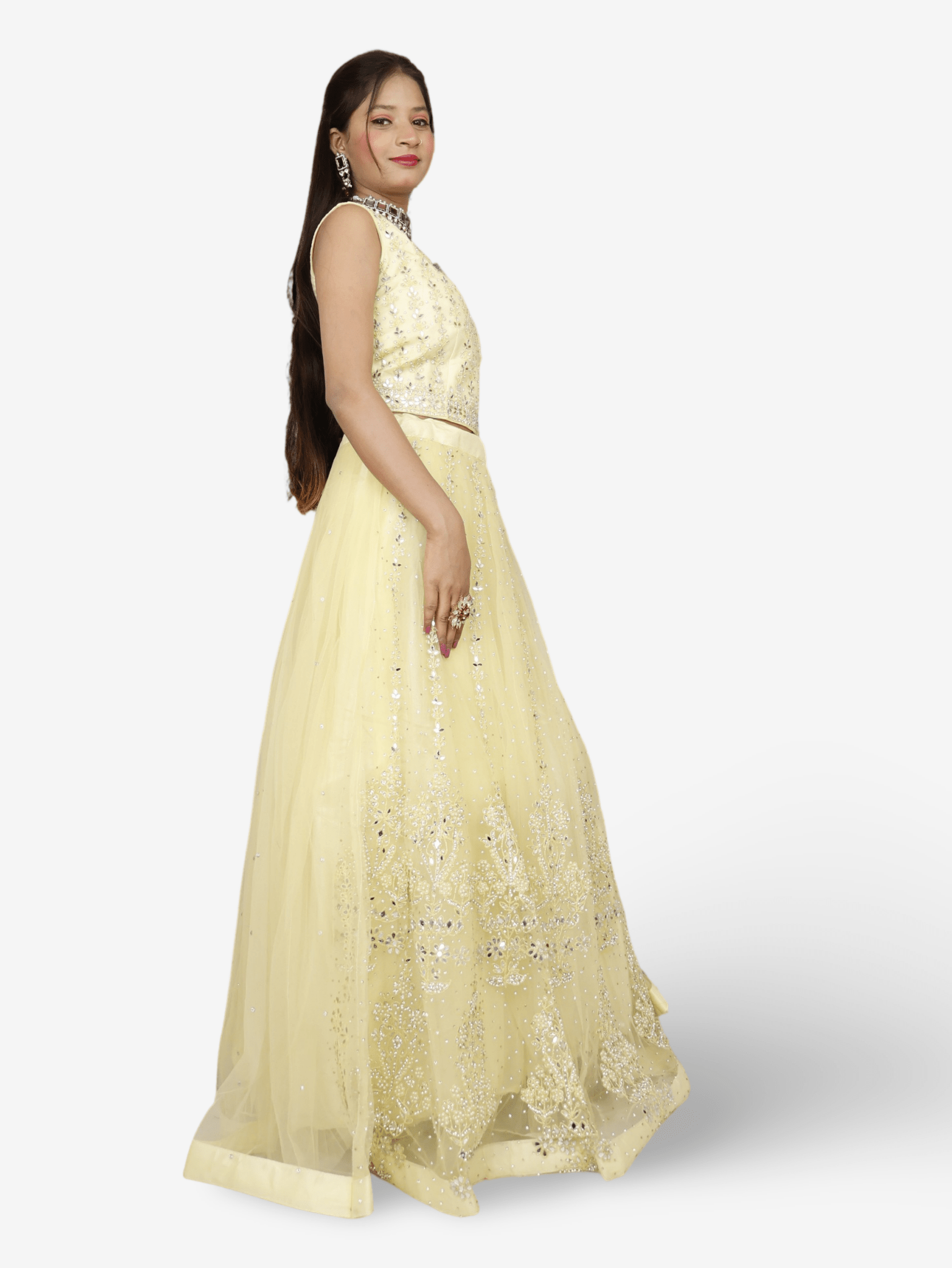 Designer Lehenga Choli with Embroidery and Mirror Peal Work by Shreekama - UrbanNest Co