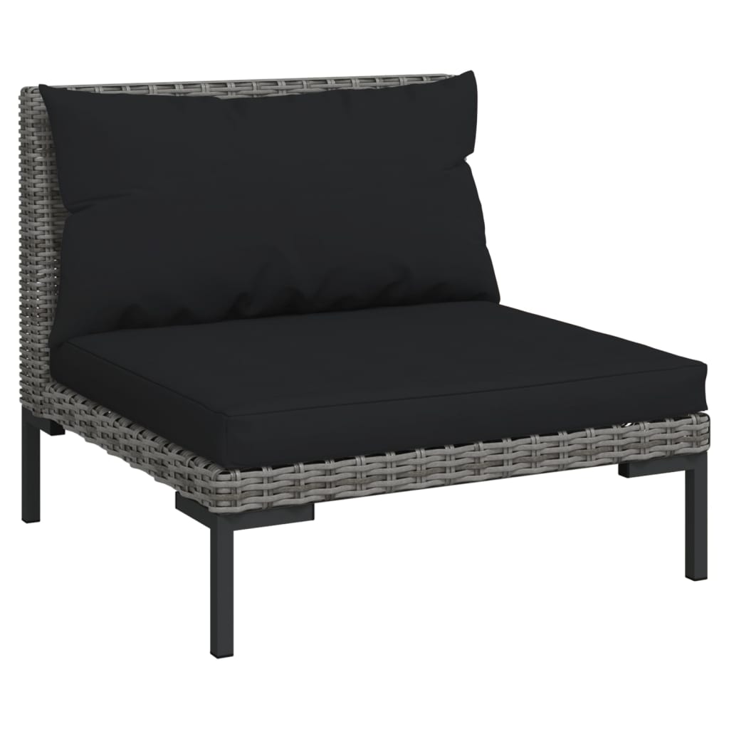 NNEVL 9 Piece Garden Lounge Set with Cushions Poly Rattan Dark Grey - UrbanNest Co
