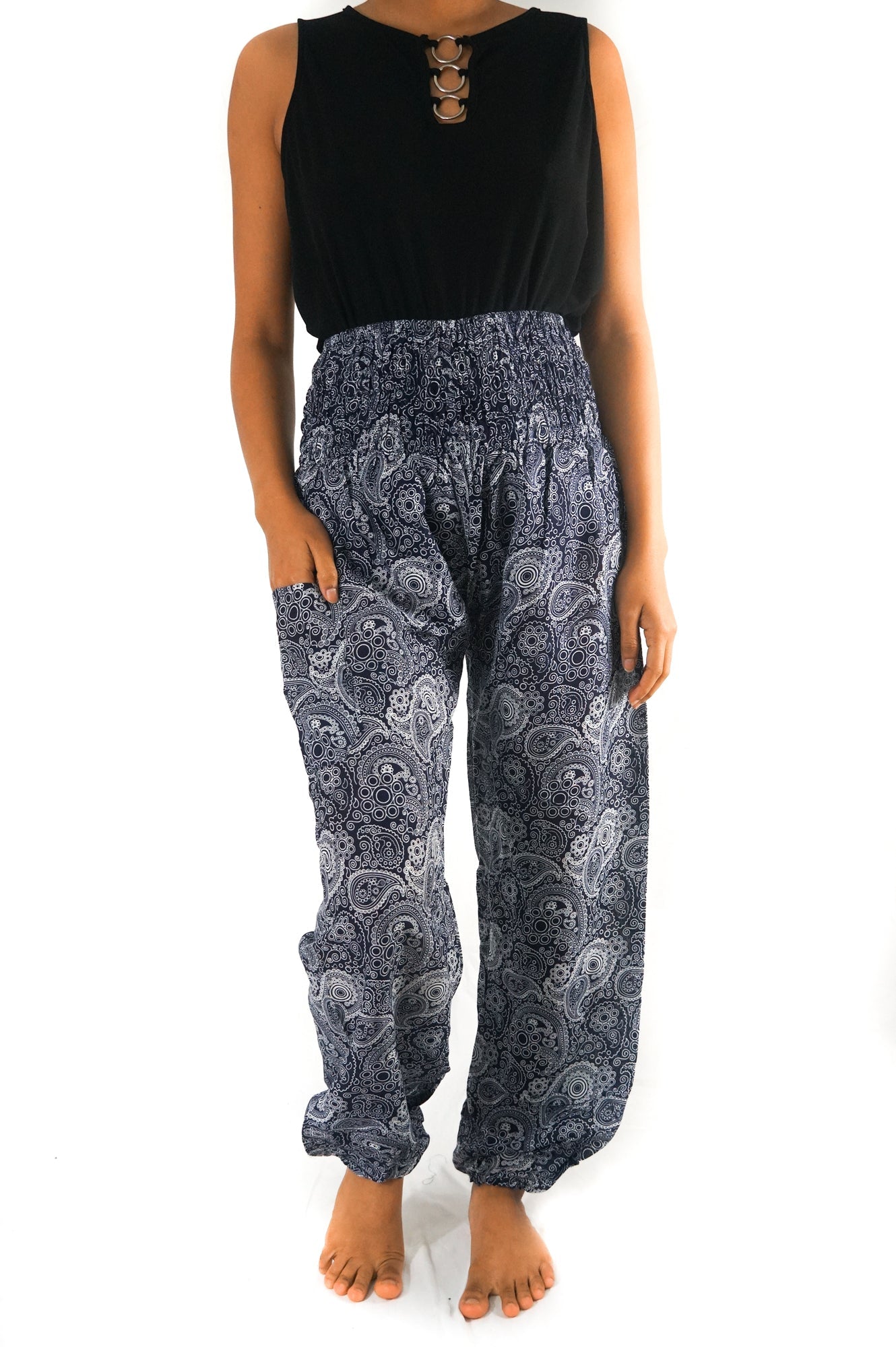 Black Paisley Pants Women Boho Pants Hippie Pants Yoga - UrbanNest Co