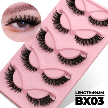 Veltrinay Fake Lashes Cat Eye Lashes Faux Mink Eyelashes Clear Band Lashes Natural Look Wispy Mink Eyelashes False Lashes Makeup - UrbanNest Co