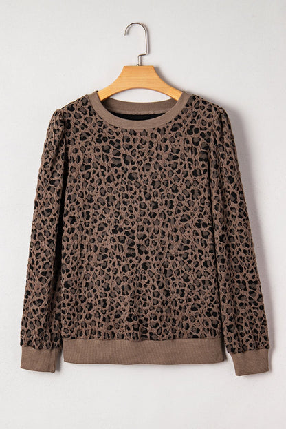Annie Ribbed Trim Leopard Top - UrbanNest Co