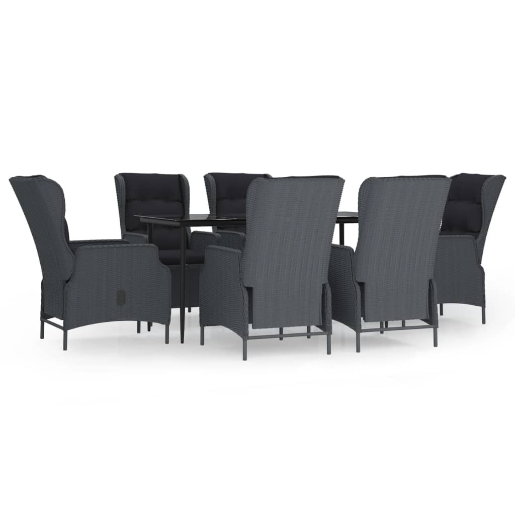 NNEVL 7 Piece Garden Dining Set Dark Grey Poly Rattan - UrbanNest Co