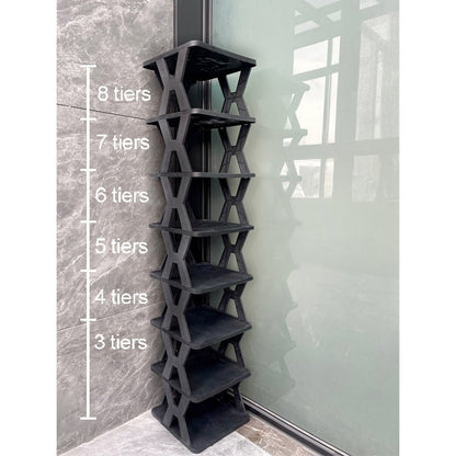 Stackable Plastic Shoe Rack, Vertical Dustproof Shoe Organizer, Sturdy Shoe Storage for Entryway - UrbanNest Co