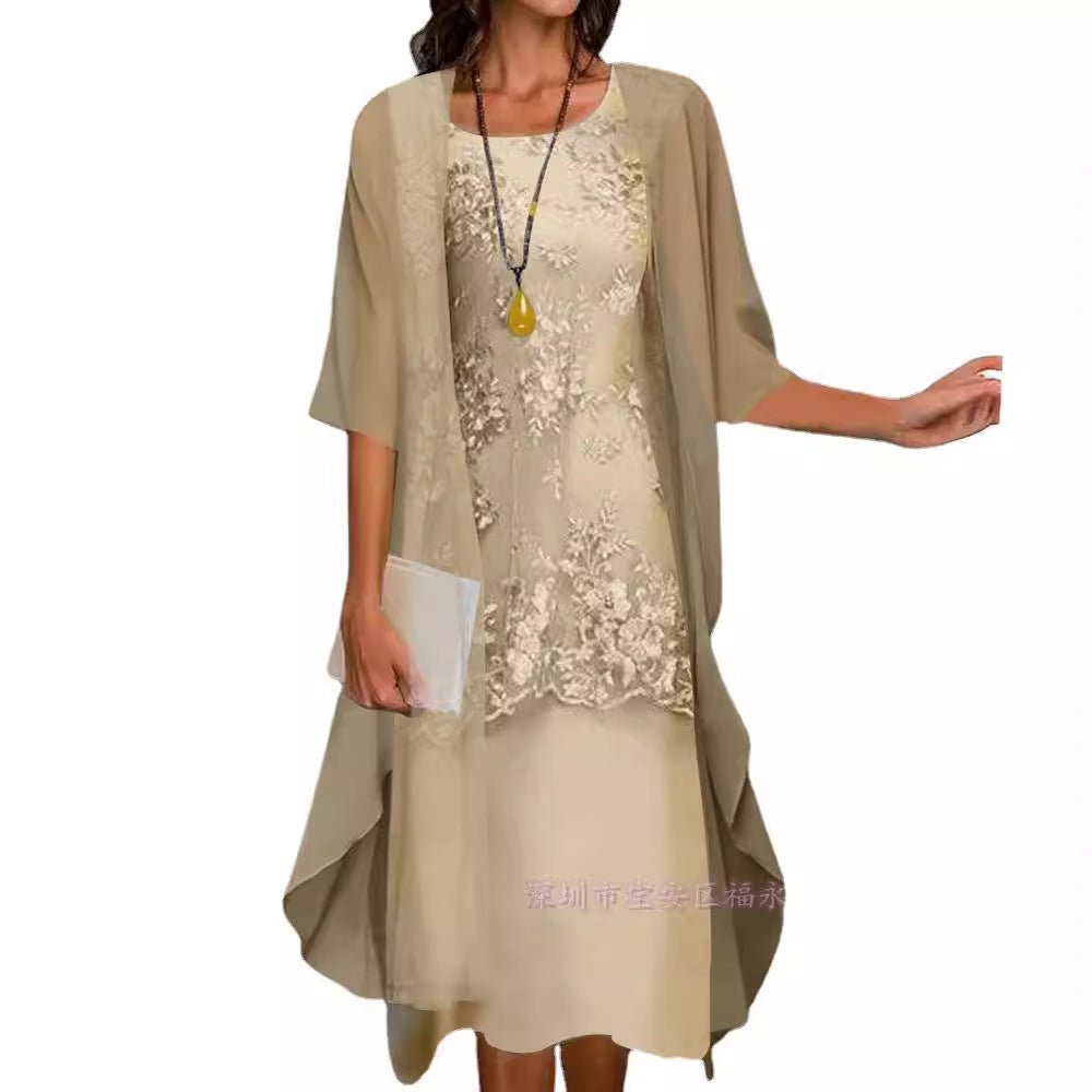 Elegant Lace Chiffon Dress Set - UrbanNest Co