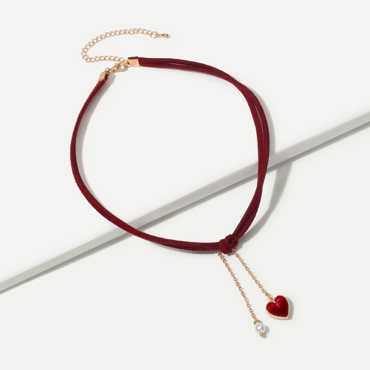 AU Stock Double Layers Red Cord Love Heart Fringe Necklace Tassel Pearl Choker - UrbanNest Co