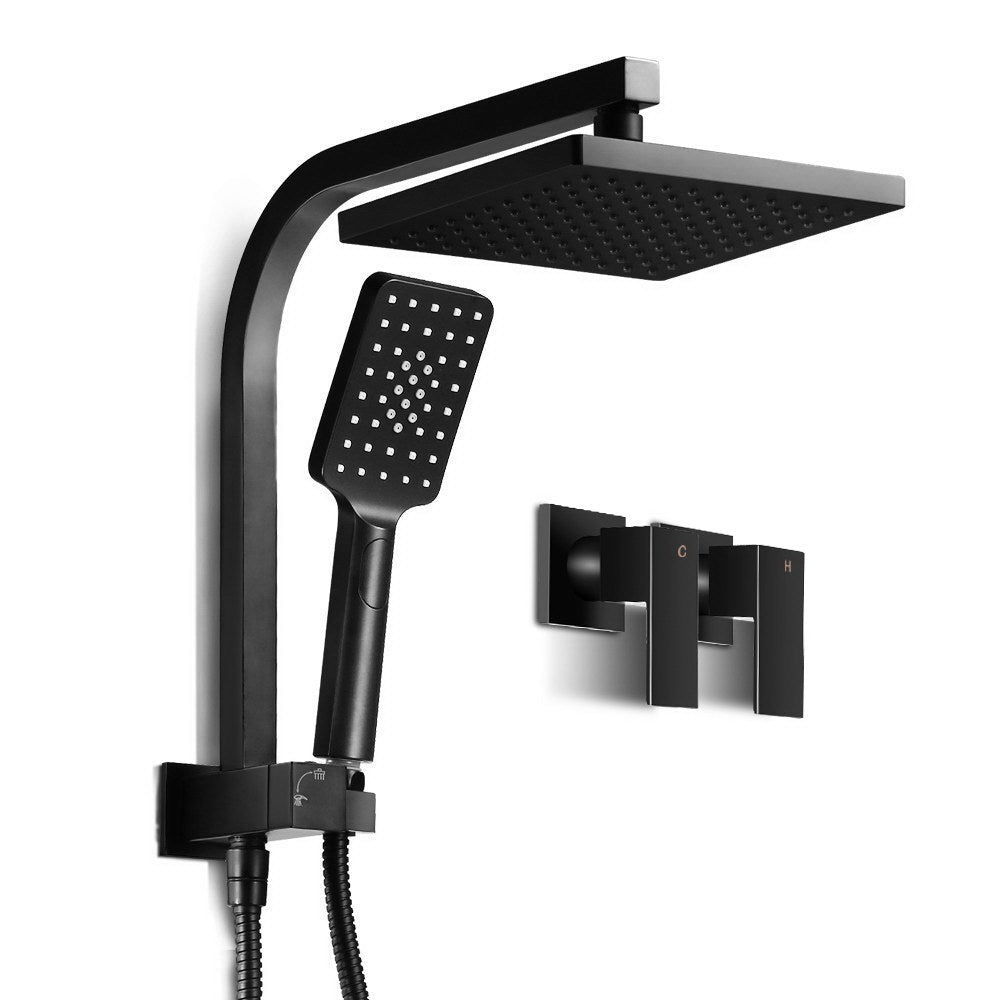 NNEDSZ 8 Rain Shower Head Taps Square Handheld High Pressure Wall Black - UrbanNest Co