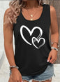 Hearts Print Crew Neck Tank Top, Casual Sleeveless Tank Top For - UrbanNest Co