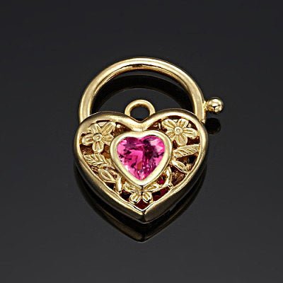 18ct Heavy Yellow Gold Plated Pink Filigree Heart Locket - USA Made - UrbanNest Co