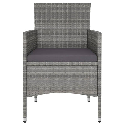 NNEVL 5 Piece Garden Dining Set Poly Rattan and Tempered Glass Grey - UrbanNest Co