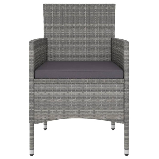 NNEVL 5 Piece Garden Dining Set Poly Rattan and Tempered Glass Grey - UrbanNest Co