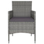 NNEVL 5 Piece Garden Dining Set Poly Rattan and Tempered Glass Grey - UrbanNest Co