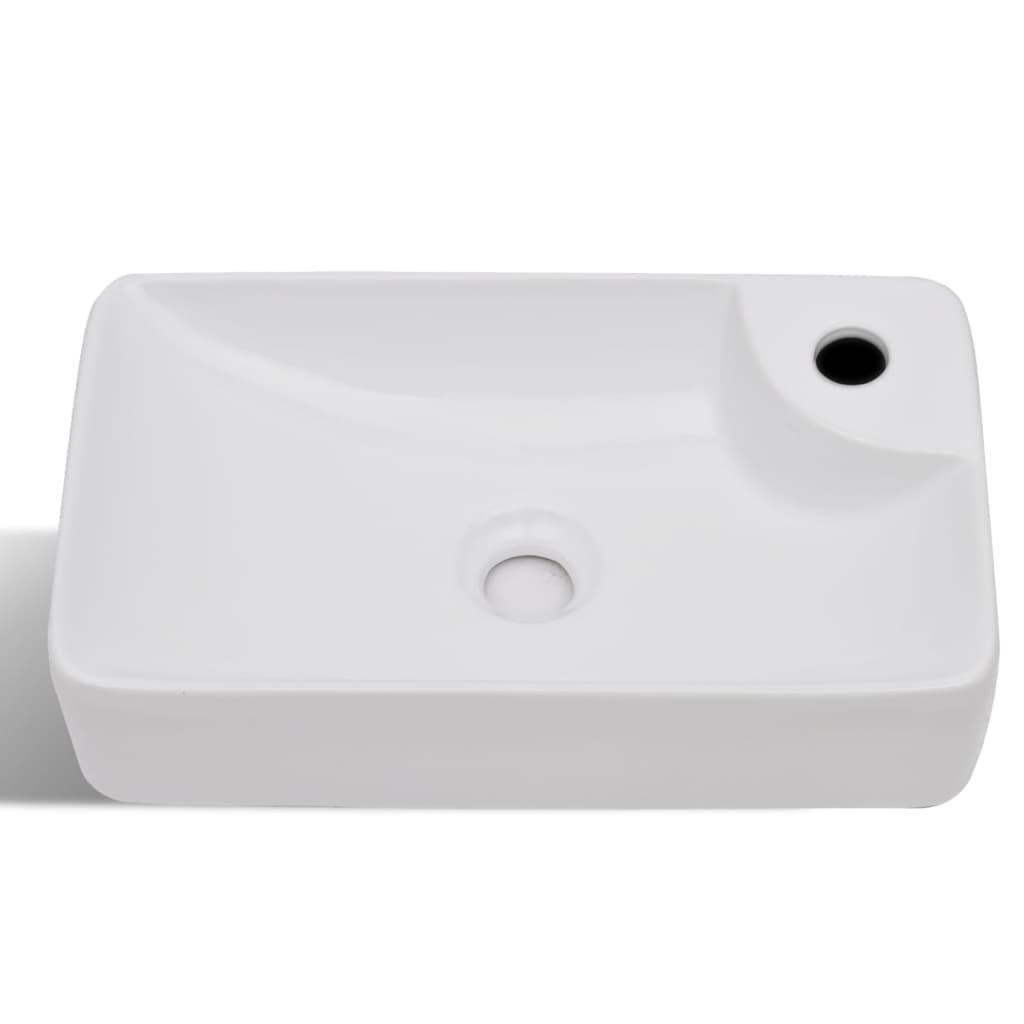 NNEVL Ceramic Bathroom Sink Basin with Faucet Hole White - UrbanNest Co