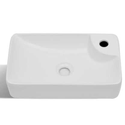 NNEVL Ceramic Bathroom Sink Basin with Faucet Hole White - UrbanNest Co