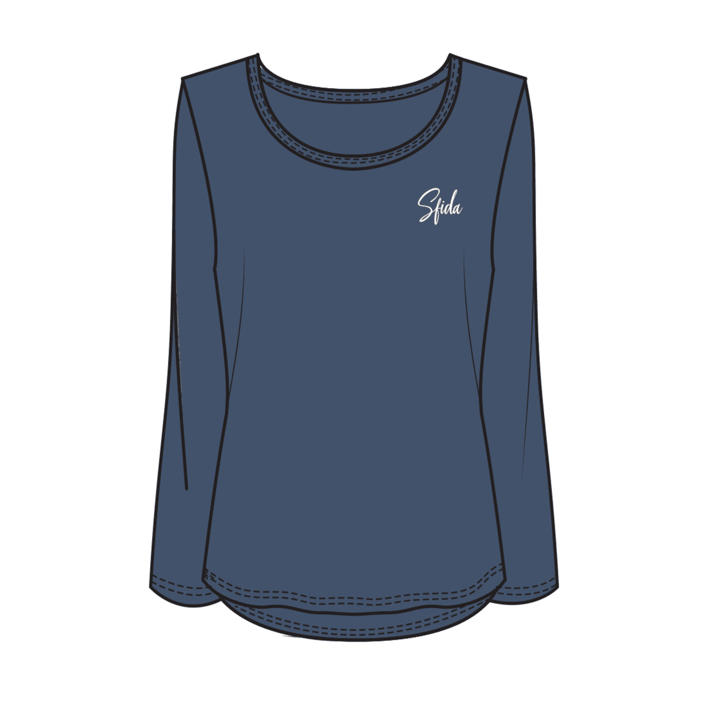 Alexis Ladies L/S Top - Blue Indigo - UrbanNest Co