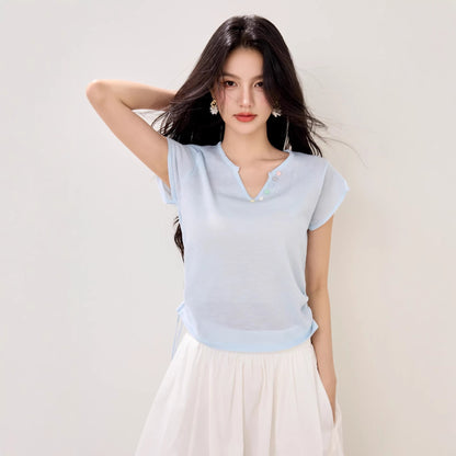 Lightweight drawstring knit sweater for women unique half - open collar top, fashion trend - UrbanNest Co