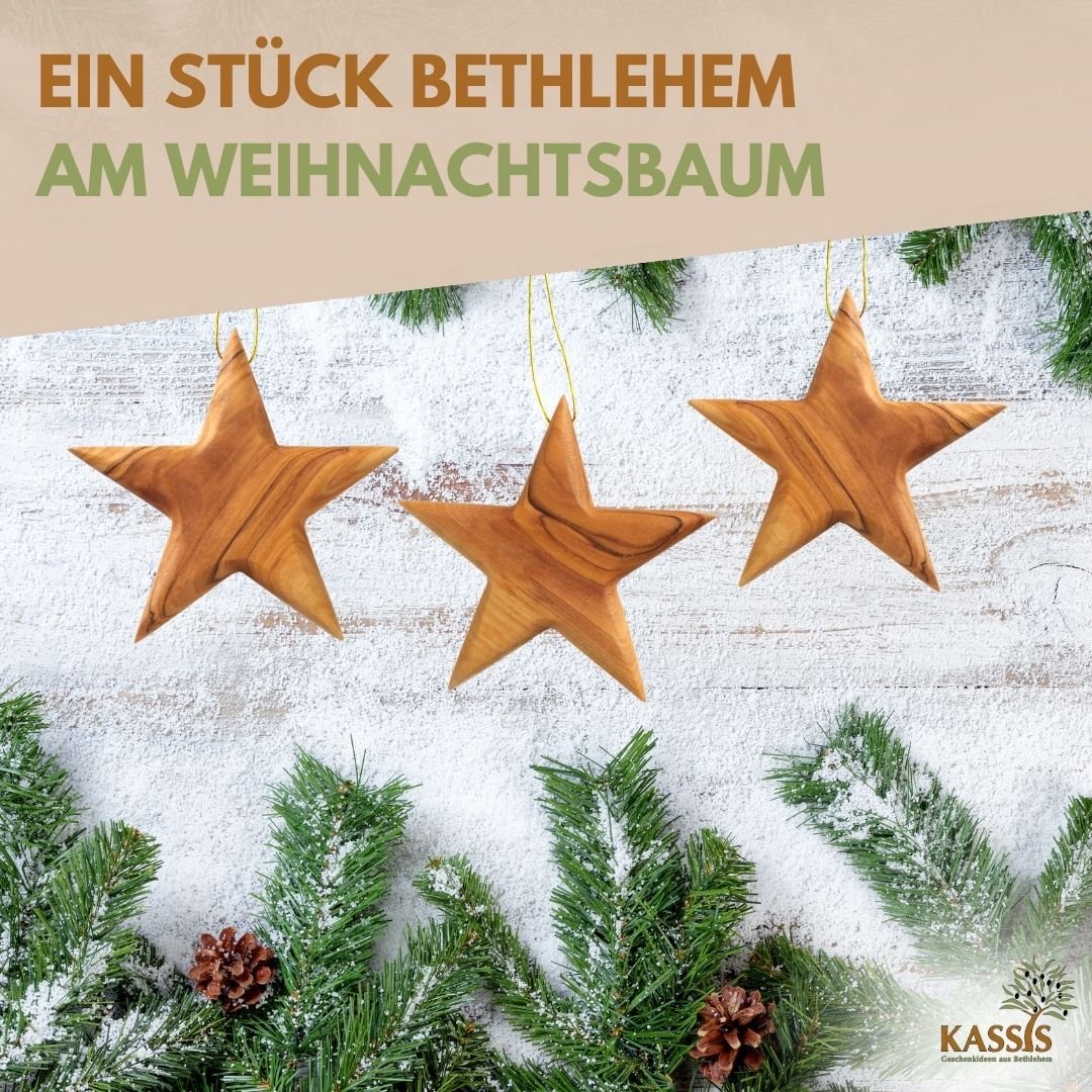 Stern Anhänger aus Olivenholz (8 cm) | Baumschmuck & stilvolle Weihnachtsdeko - UrbanNest Co