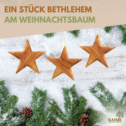 Stern Anhänger aus Olivenholz (8 cm) | Baumschmuck & stilvolle Weihnachtsdeko - UrbanNest Co
