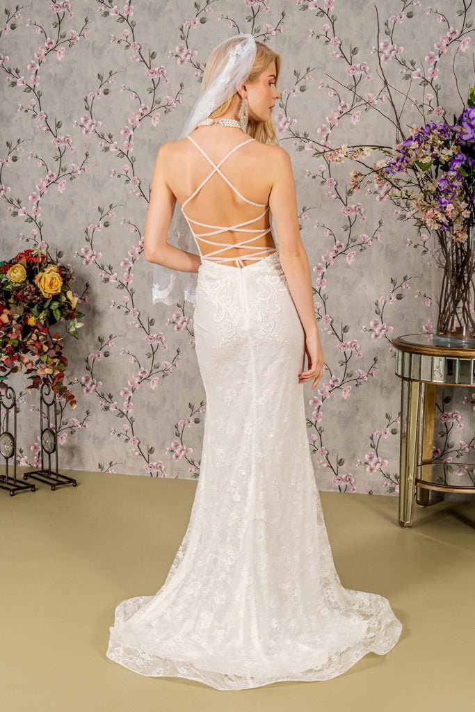 Floral Embroidery Illusion Sweetheart Lace Mermaid Wedding Gown - UrbanNest Co