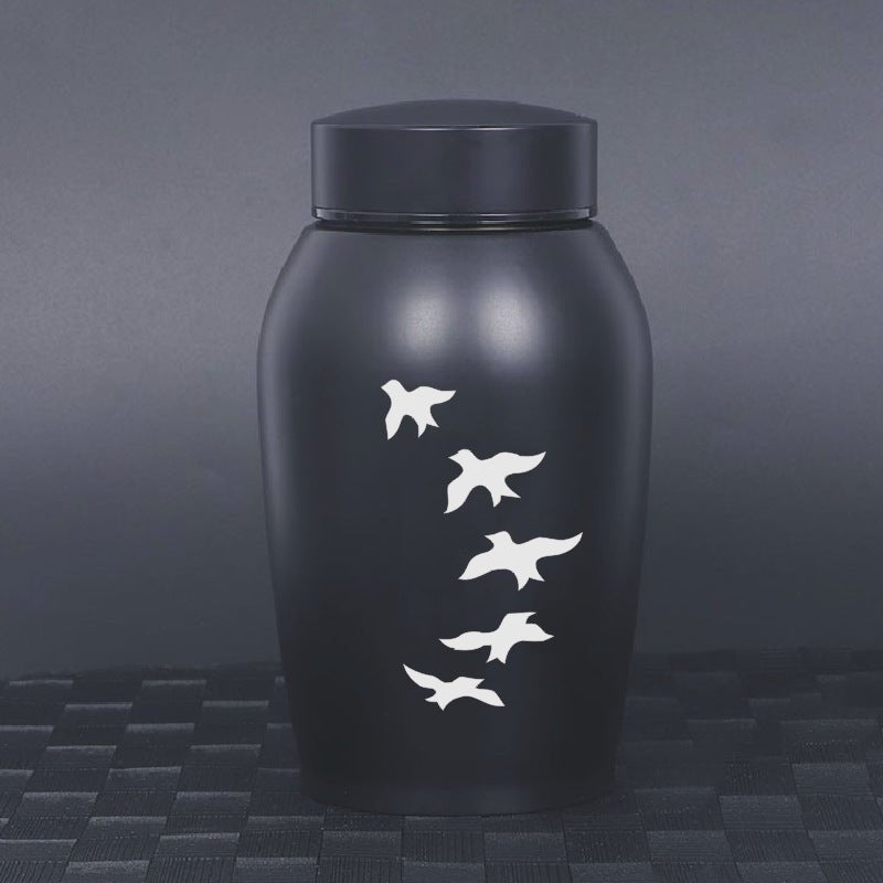 Stainless Steel Pet Memorial Urn: Black Portable & Moisture - Proof Ash Keepsake Designed for Small Pets - UrbanNest Co