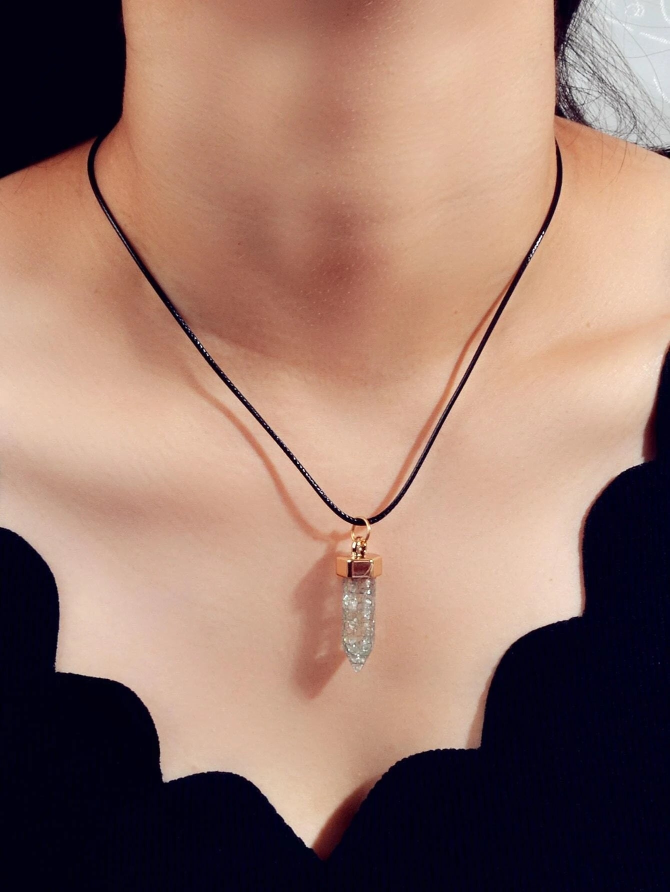 Boho Jewelry Black Leather Rope Colorful Bullet Shape Textured Pendant Necklace - UrbanNest Co