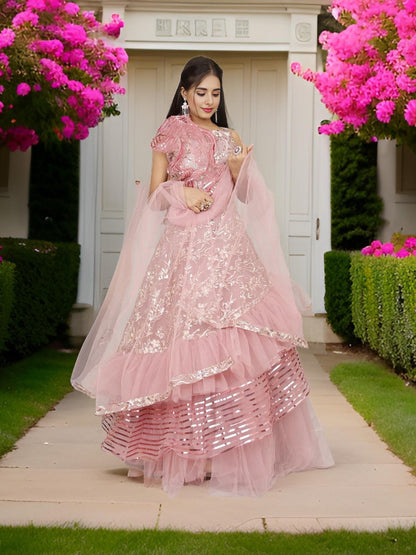 Sequins & Embroidered Lehenga Choli Set - UrbanNest Co
