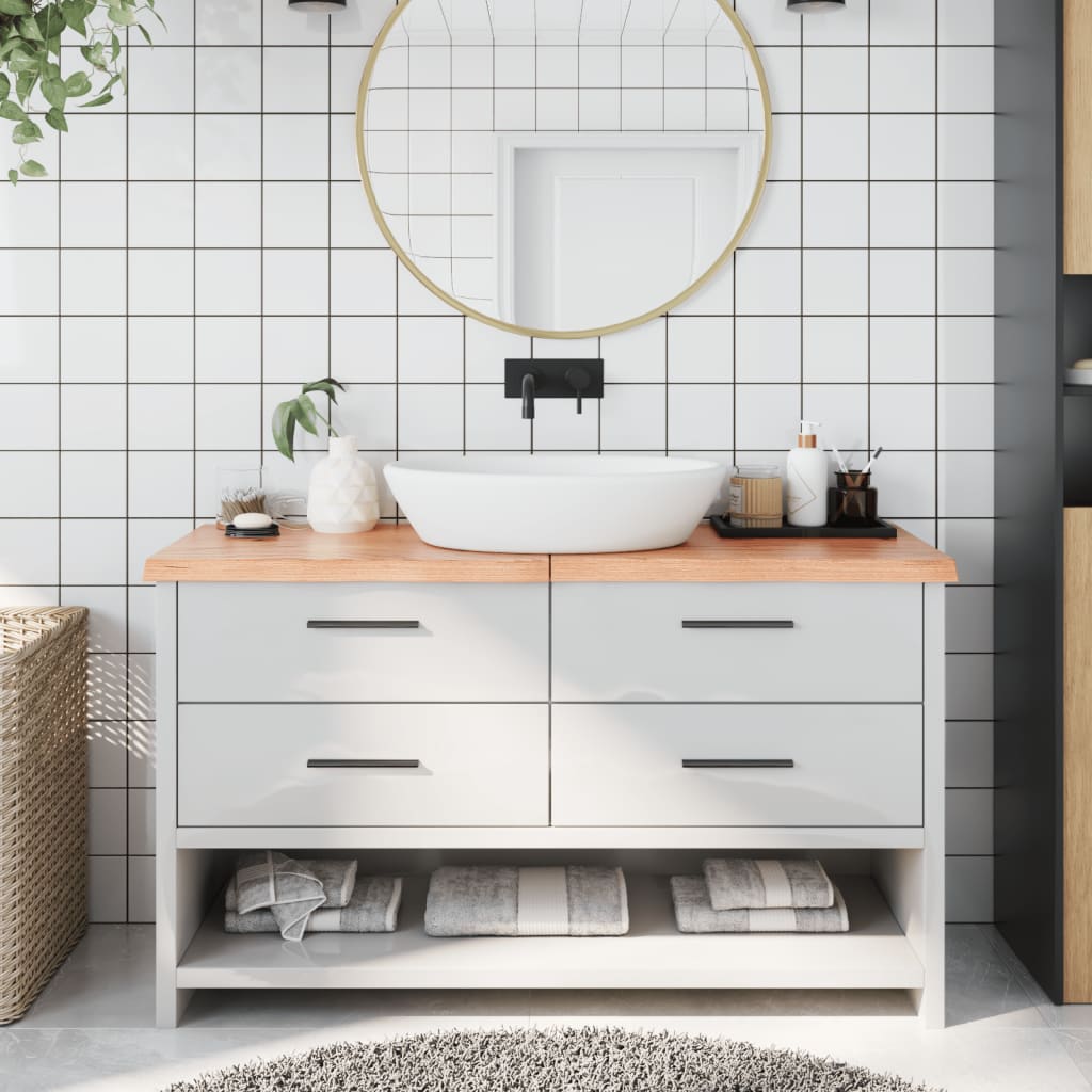NNEVL Bathroom Countertop Light Brown 140x50x4 cm Treated Solid Wood - UrbanNest Co