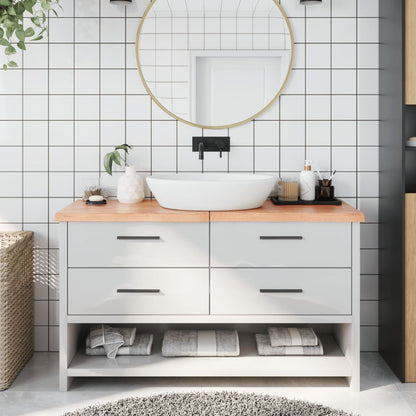 NNEVL Bathroom Countertop Light Brown 140x50x4 cm Treated Solid Wood - UrbanNest Co