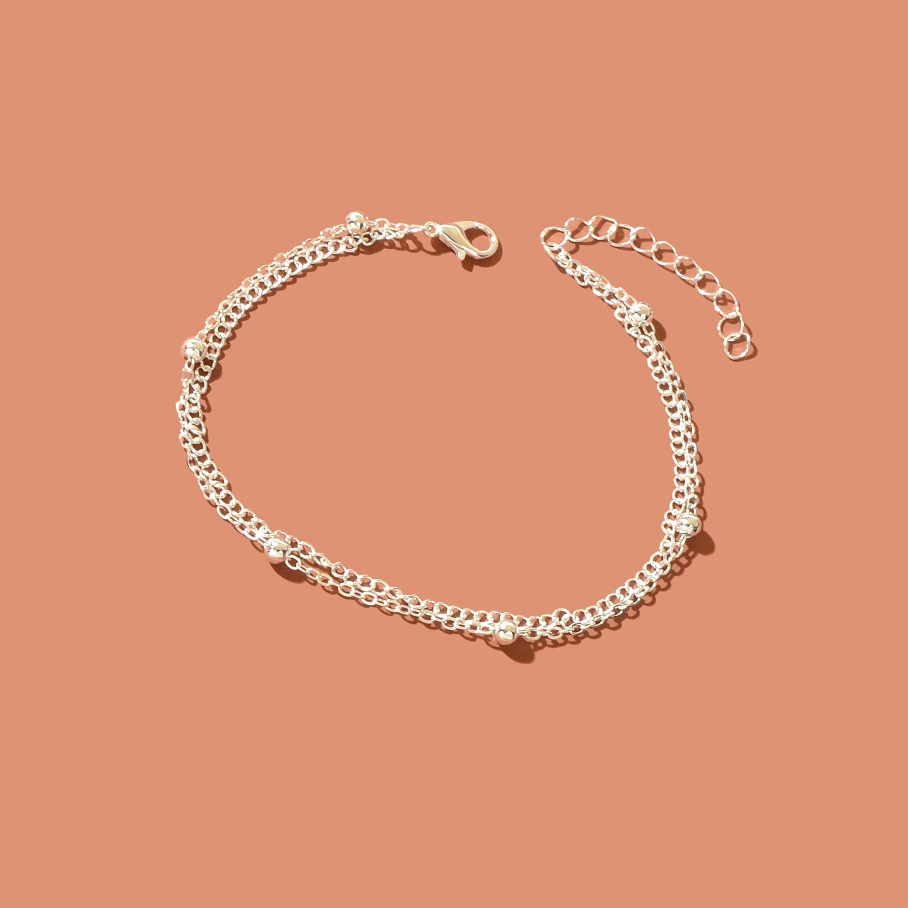 Beach Double layer Silver Bead Chain Anklet Bracelet Chic Dainty Foot Jewellery - UrbanNest Co