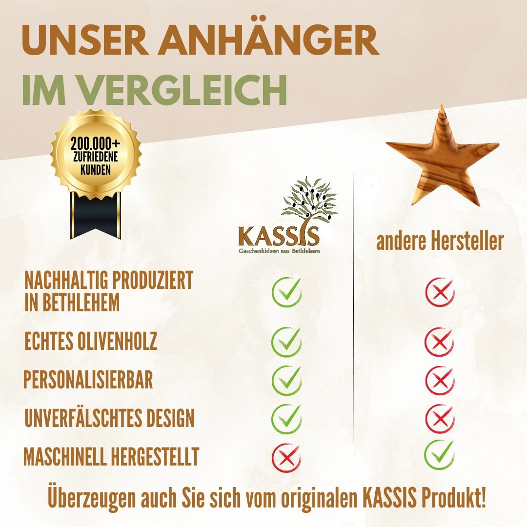 Stern Anhänger aus Olivenholz (8 cm) | Baumschmuck & stilvolle Weihnachtsdeko - UrbanNest Co