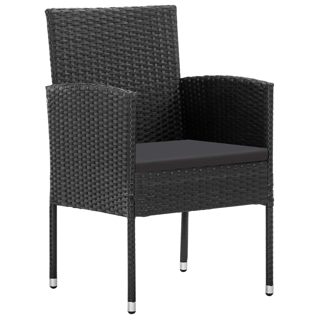 NNEVL Garden Chairs with Black Cushions 4 pcs Black Poly Rattan - UrbanNest Co