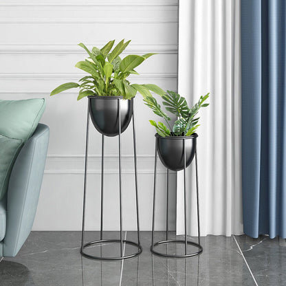 SOGA 70cm Round Wire Metal Flower Pot Stand with Black Flowerpot Holder Rack Display - UrbanNest Co