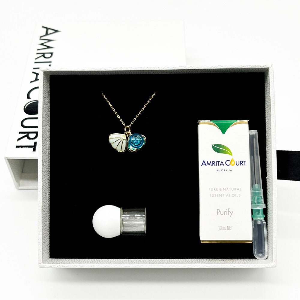 Green Shell Murano Aroma Necklace - Ocean Breeze | Energy & Healing | Diffuse on the go | Sterling Silver Gift - UrbanNest Co